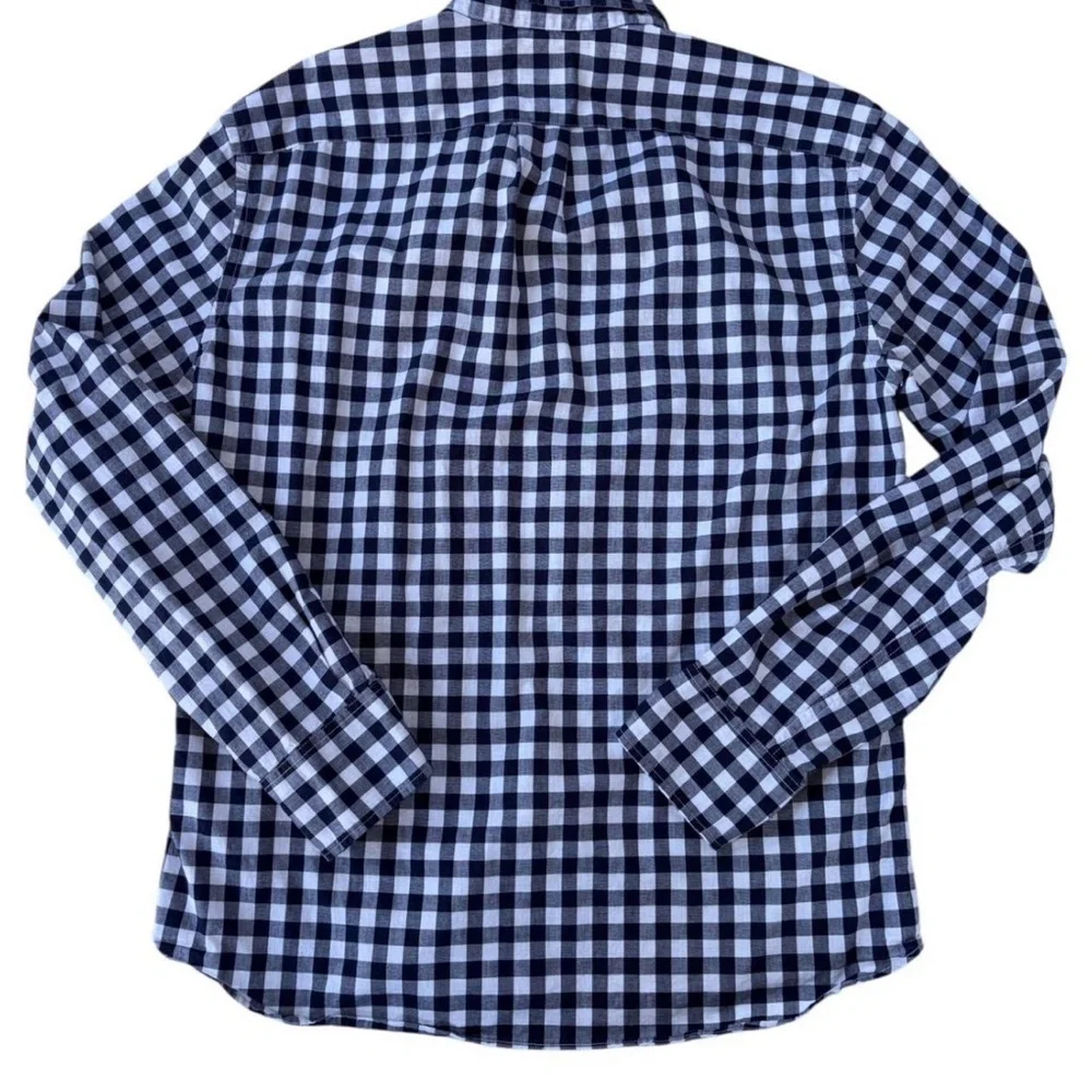 J. Crew Men Navy Blue and White Plaid Shirt Size Medium
